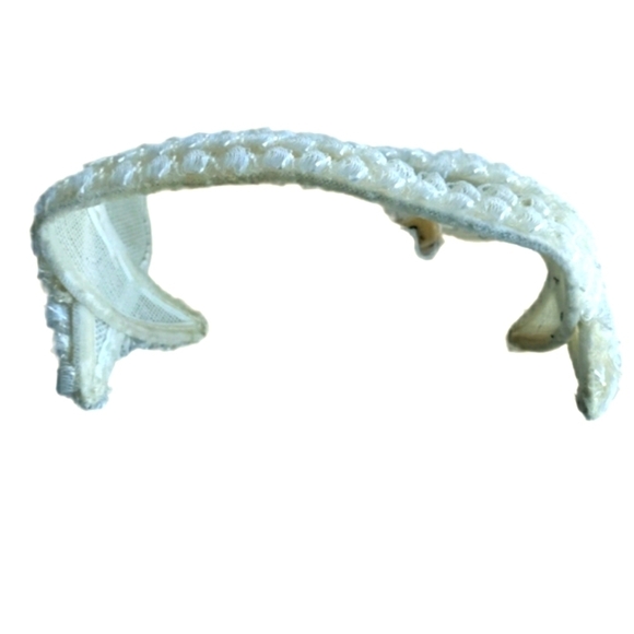 HEADBAND HALF HAT 1950 Horsehair Braid Vintage Ivory White Fascinator Headpiece - Picture 4 of 10
